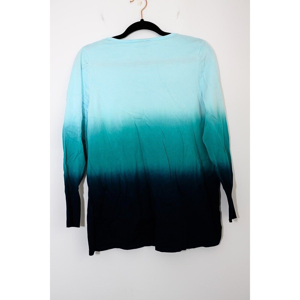 Chico's blue ombre longsleeve tee top O Small casual lounge - Picture 3 of 5